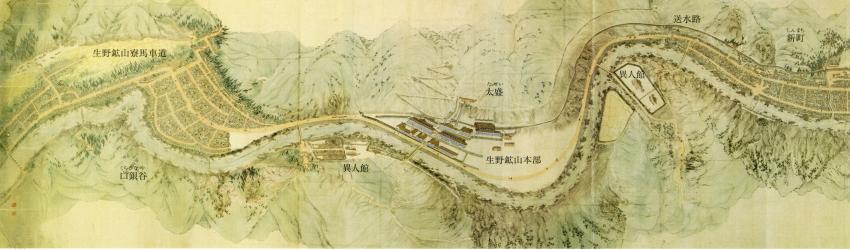 明治初年の生野町絵図（市指定文化財）