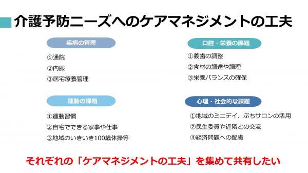 介護予防ニーズへのケアマネジメントの工夫